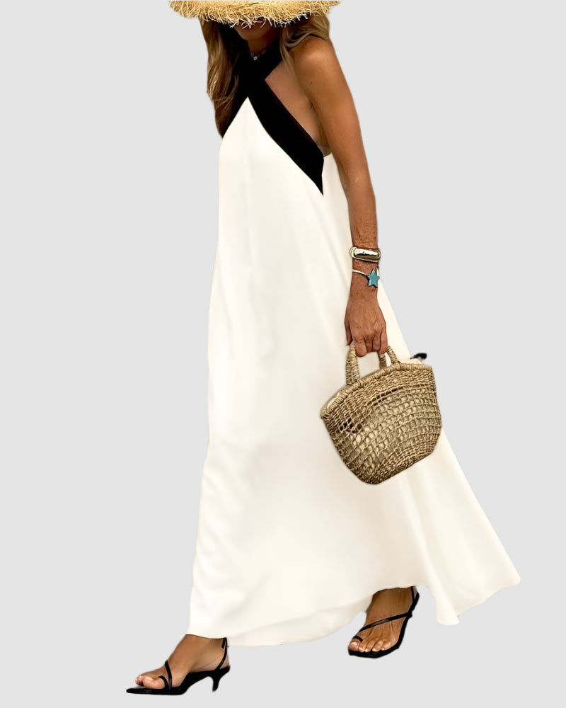 Essenz Isla Cross-Back Color Block Maxi Dress