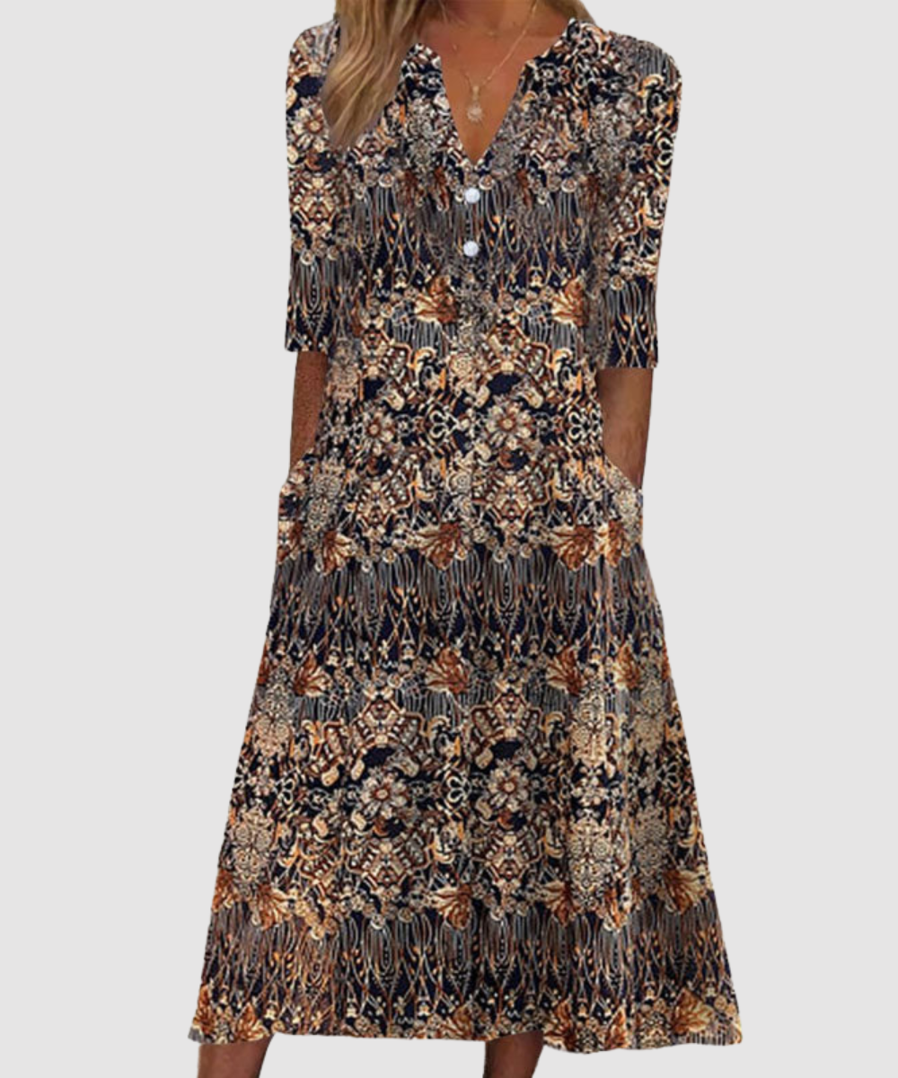 Essenz Ginny Vintage Floral Printed Dress