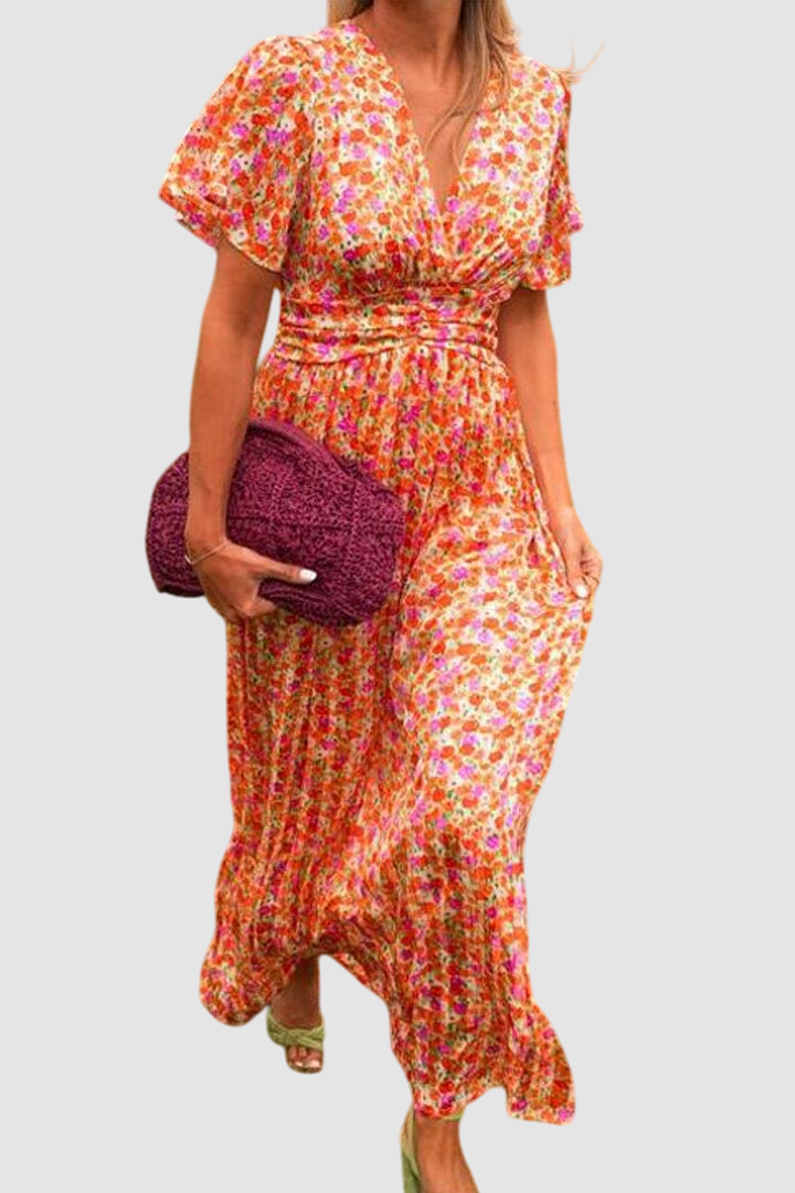 Essenz Sandra Elegant V-Neck Maxi Dress