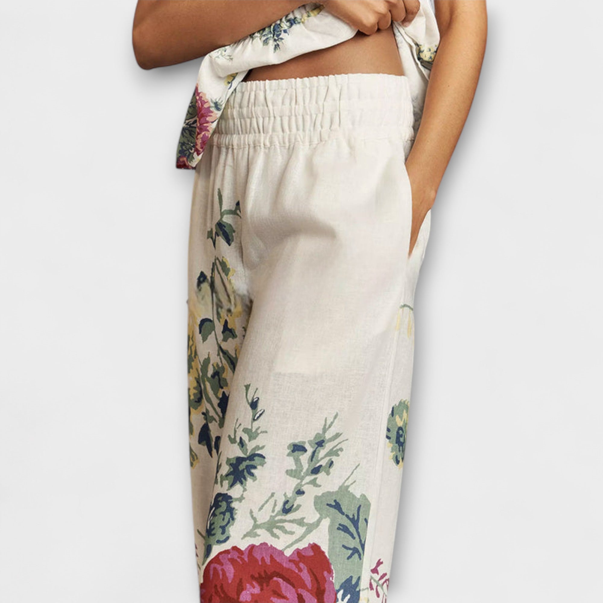 Indigo – Letni Zestaw z Motywem Kwiatowym z Lnianej Mieszanki