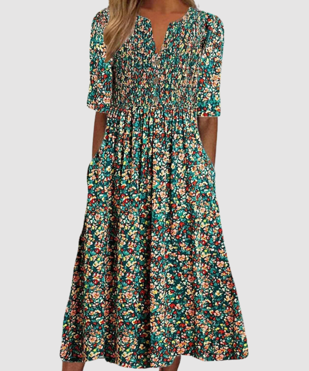 Essenz Rhea Vintage Floral Midi Dress