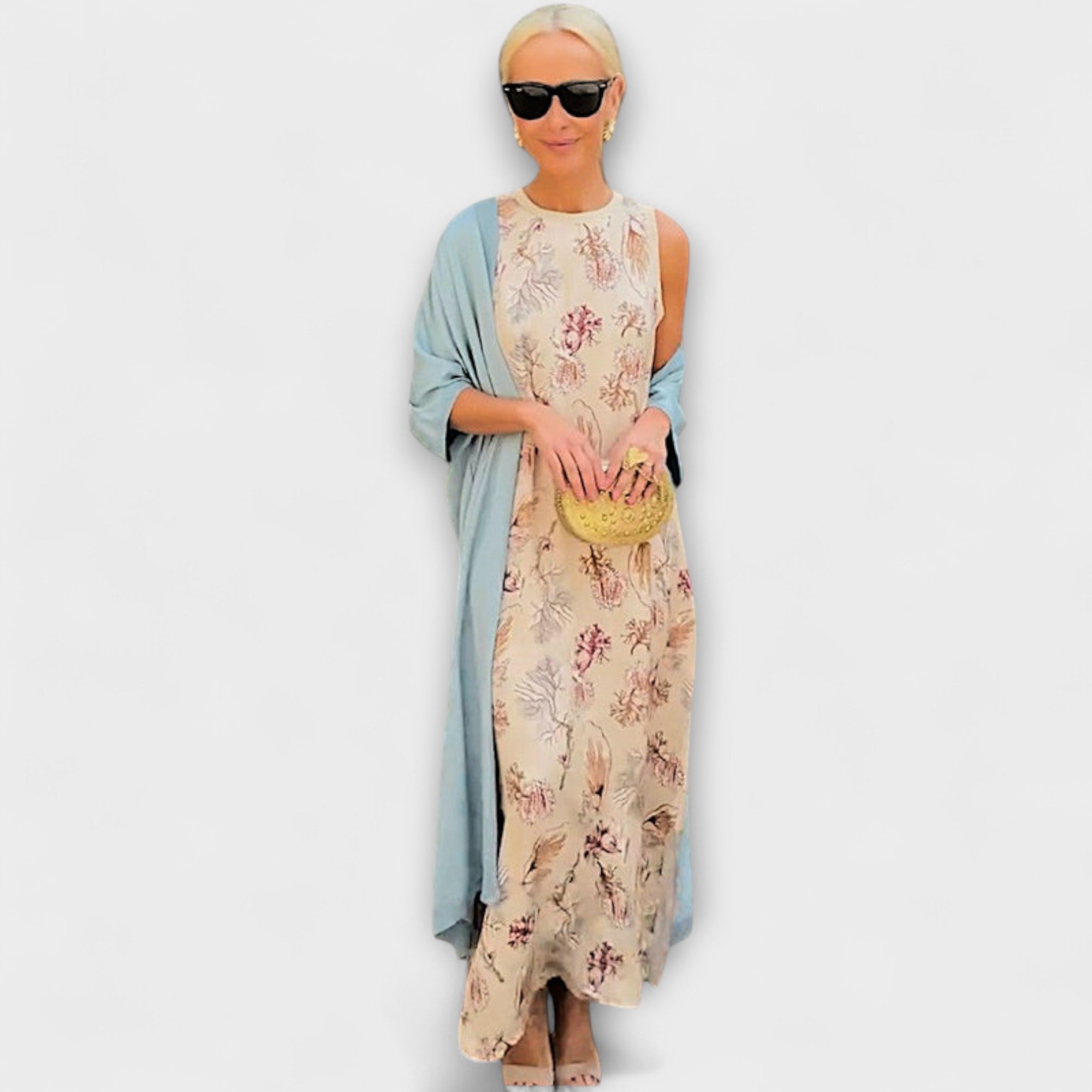 Elveria – Sukienka Maxi z Dopasowanym Kardiganem