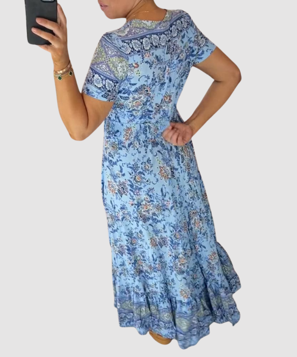 Essenz Chantal V-Neck Floral Maxi Dress