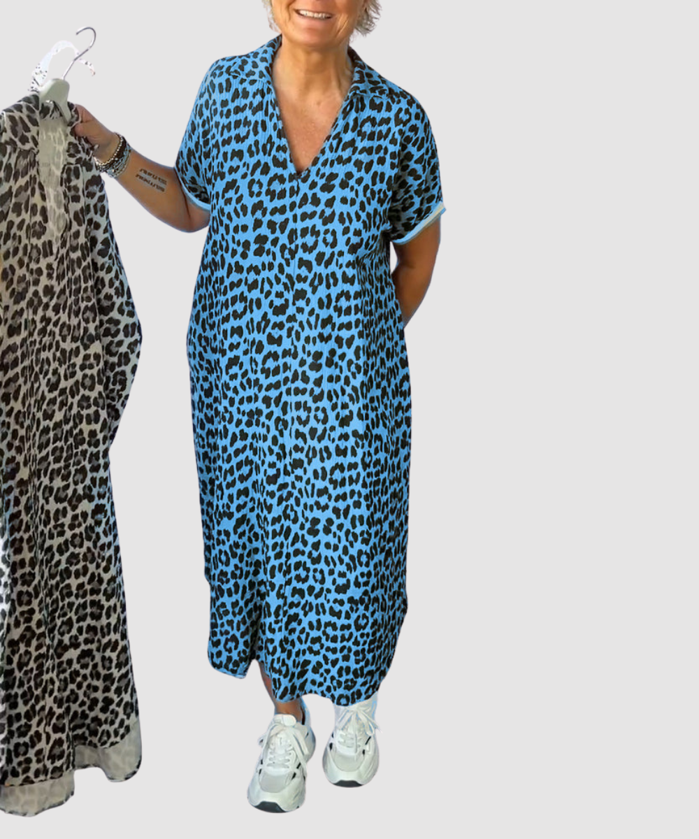 Essenz Jade Leopard Print Midi Dress