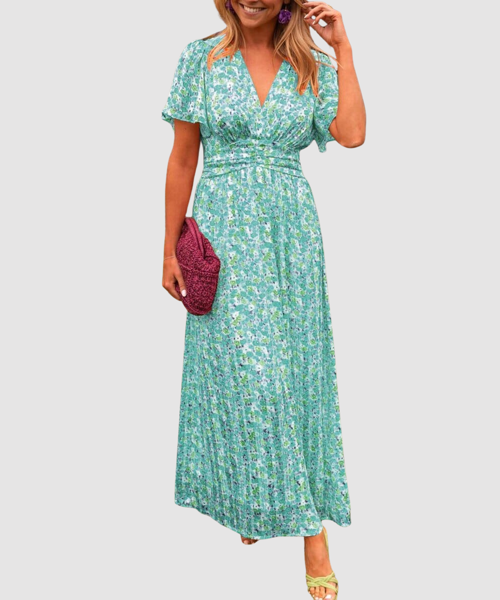 Essenz Sandra Elegant V-Neck Maxi Dress