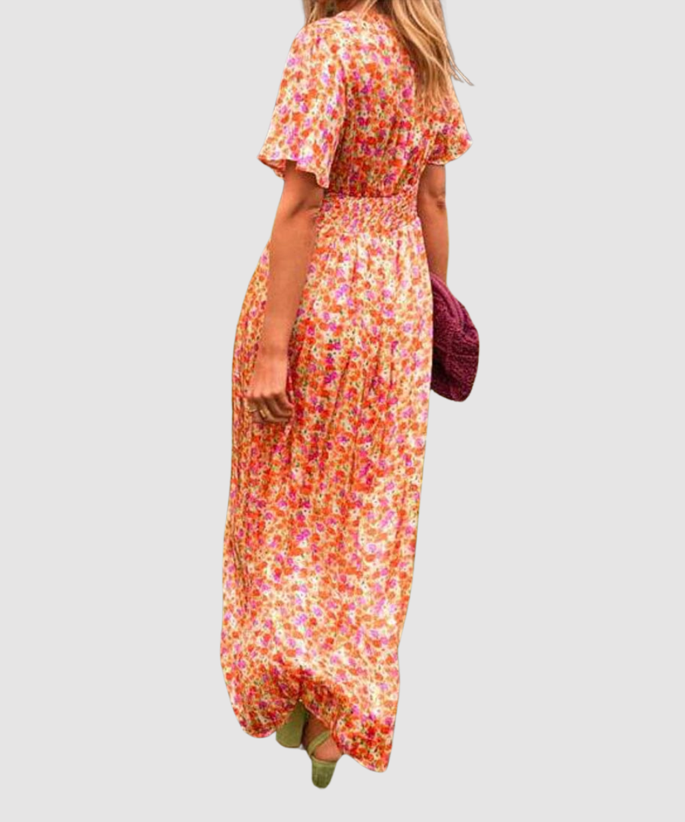 Essenz Sandra Elegant V-Neck Maxi Dress