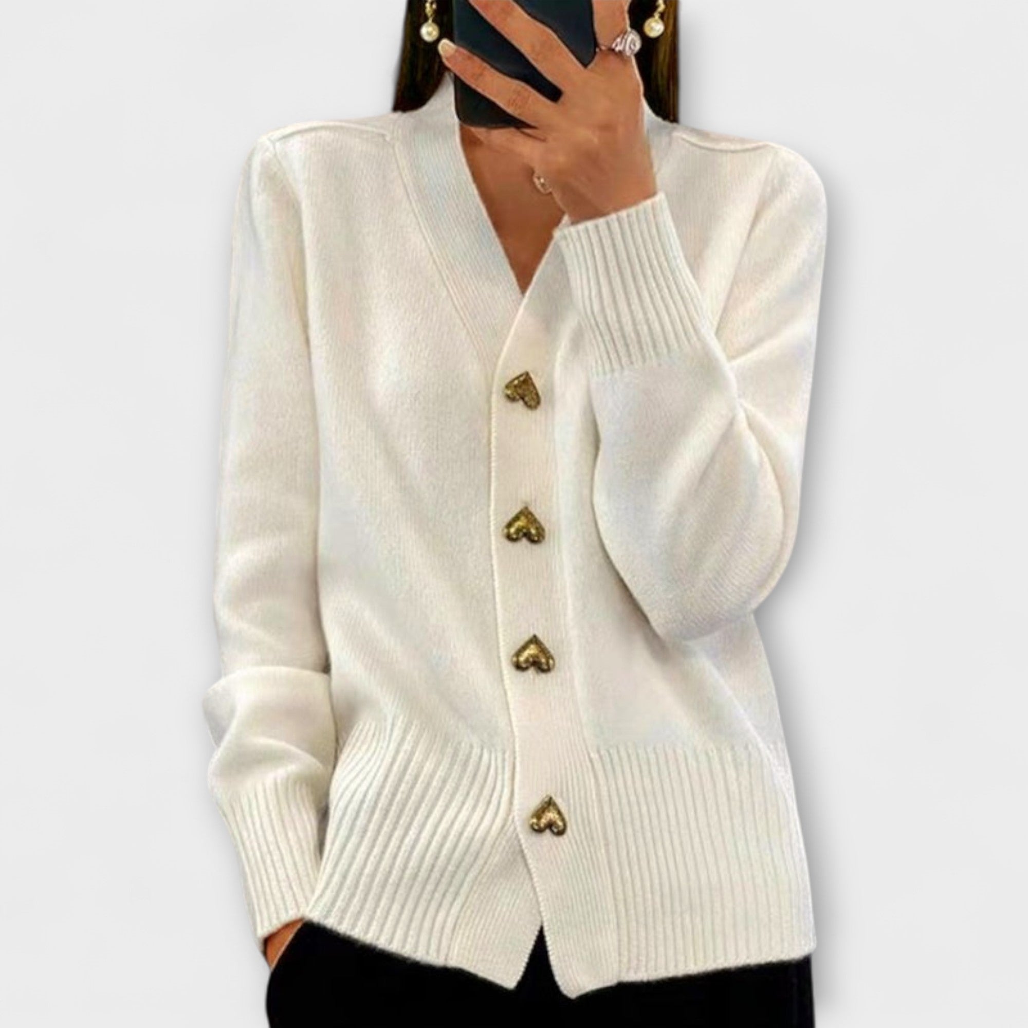 Marij – damski sweter z dekoltem V w stylu vintage