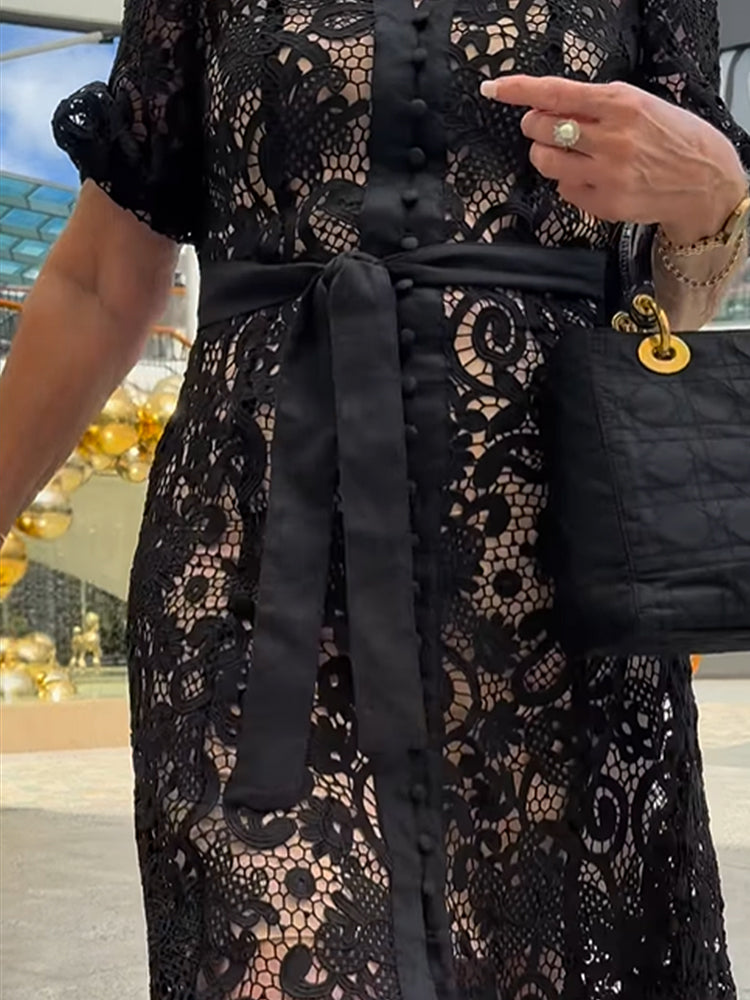 Abigail – Boho sukienka midi w romantyczny wzór