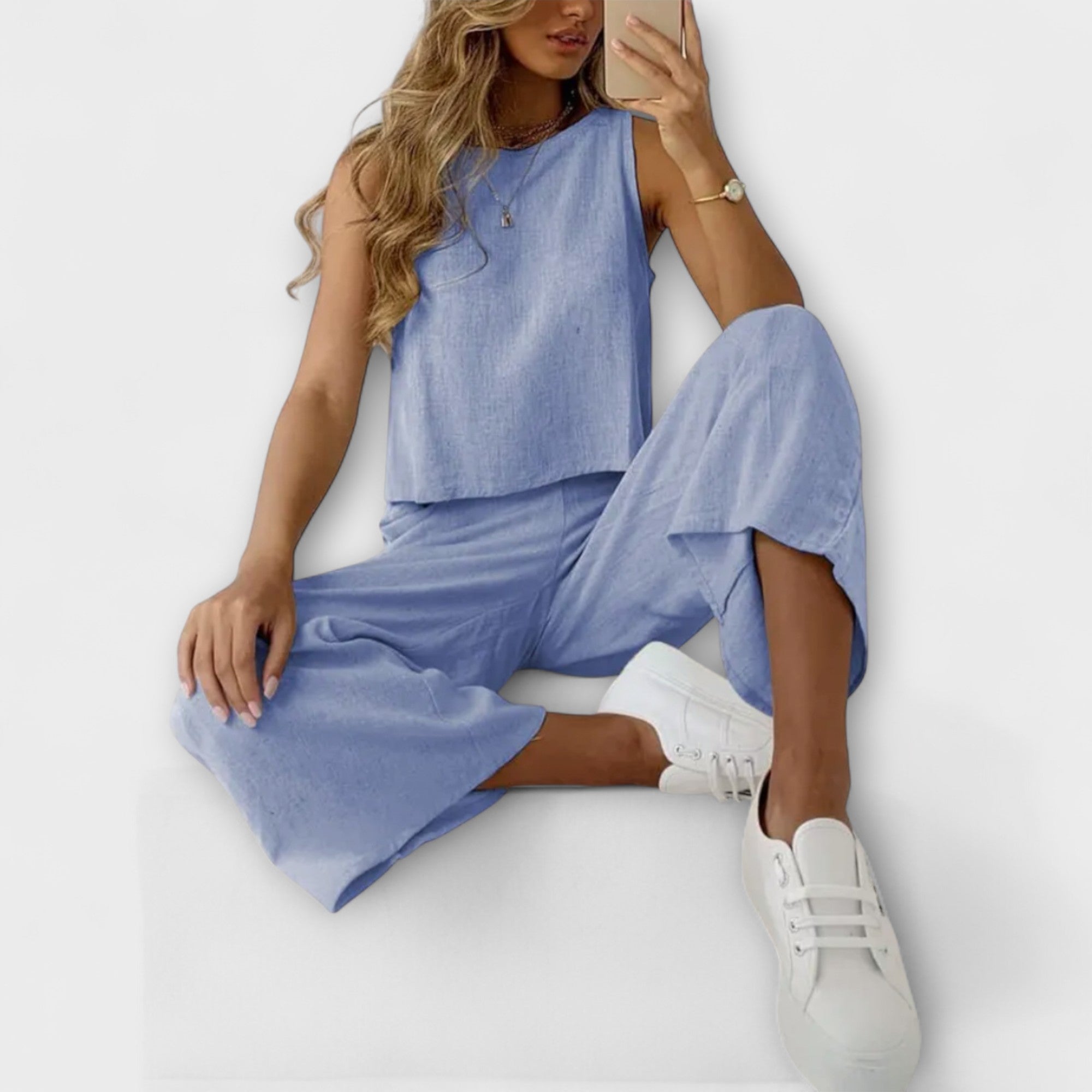 Lea – Stylowy duet z lnu: top i spodnie