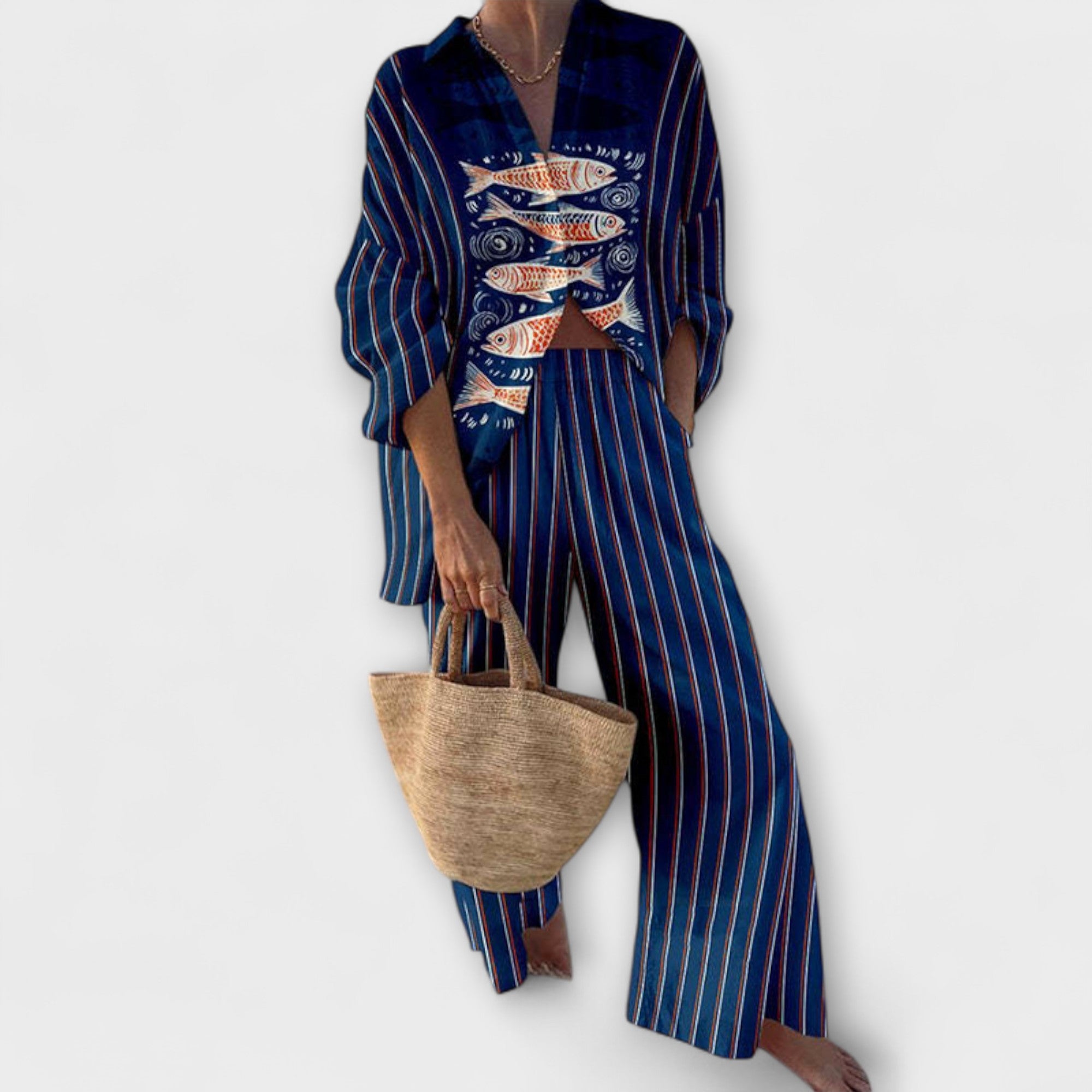 Zairine – Niebieski Zestaw z Motywem Koi