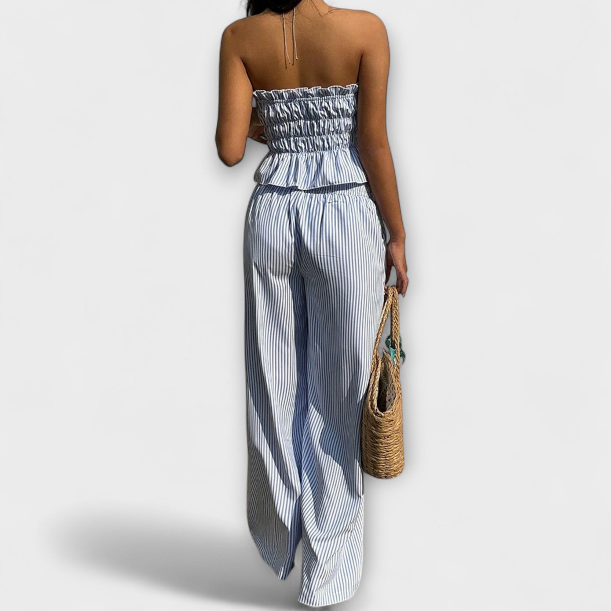 Mia – Letni Damski Zestaw z Spodniami i Górą Bez Ramiączek