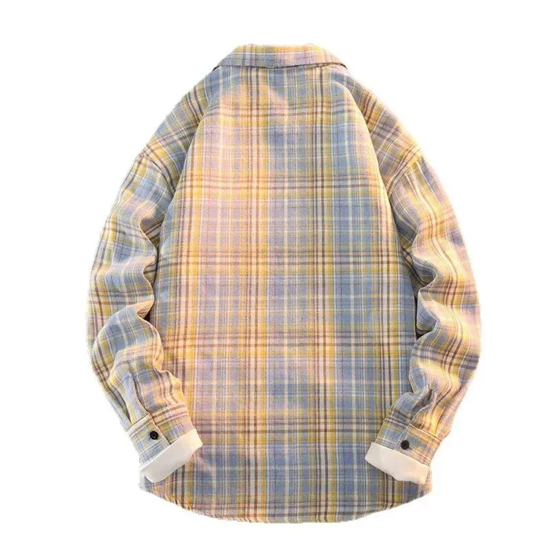 Bram - Frühling Herbst Karomuster Lockere Lange Ärmel Kragen Männer