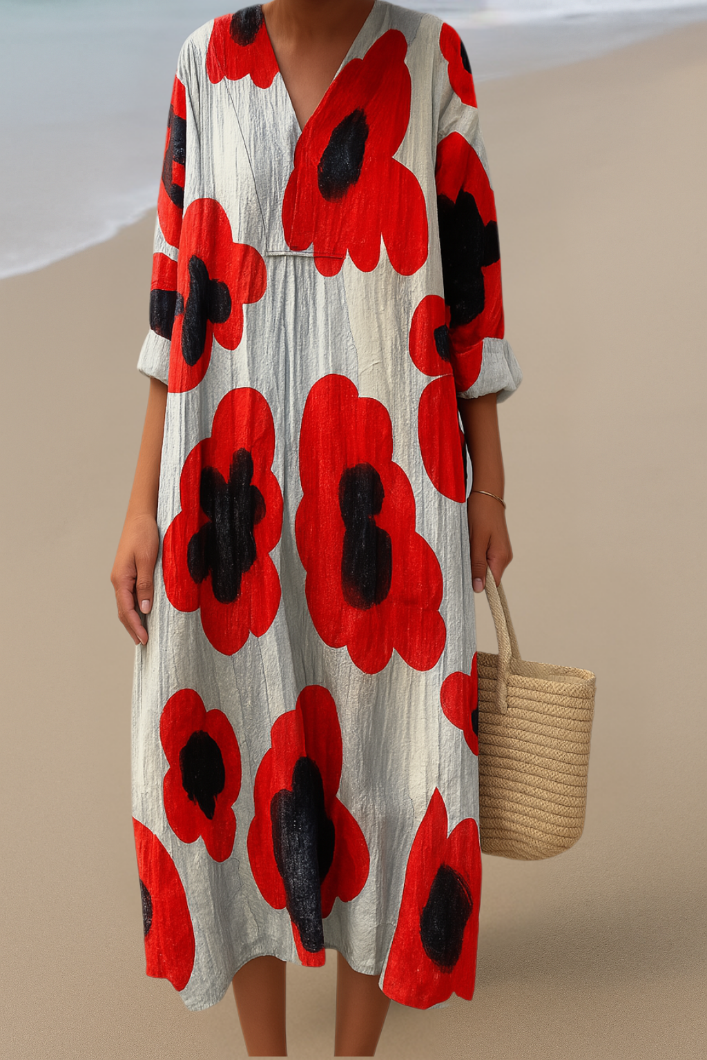 Geblümtes Maxikleid – Kühnes Blumenmuster, Selbstbewusste Ausstrahlung