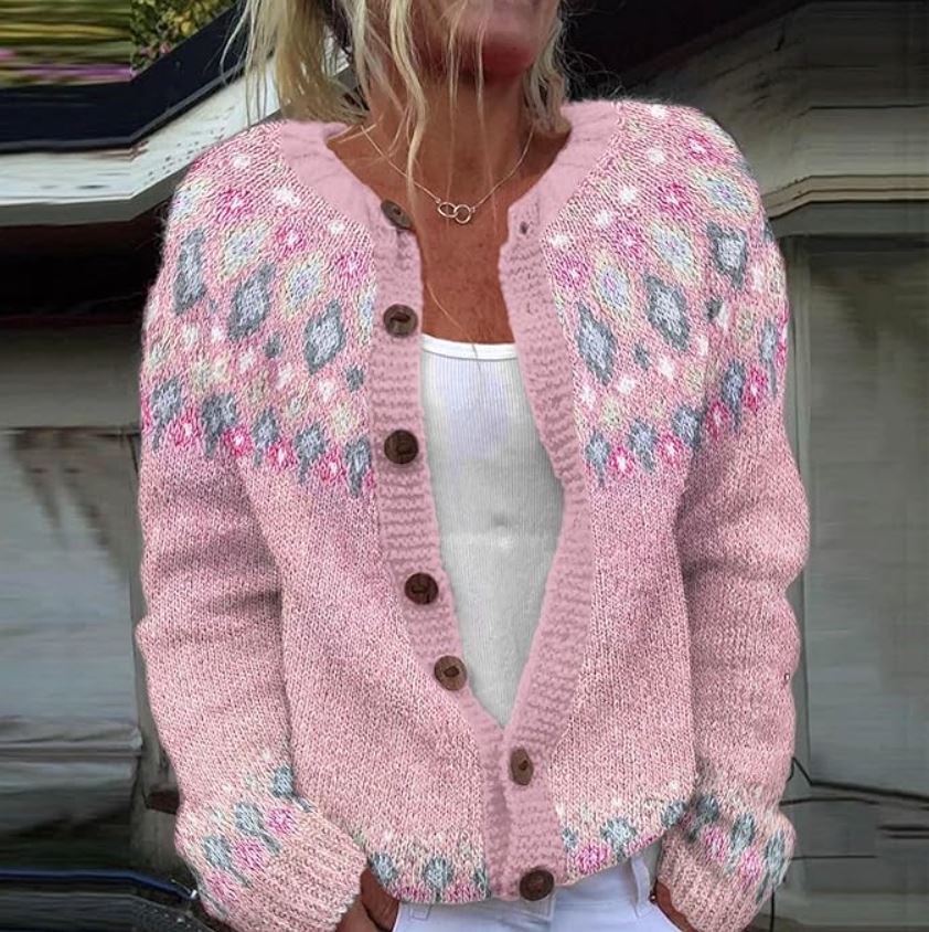 Haselnuss | Pinker Komfort-Cardigan