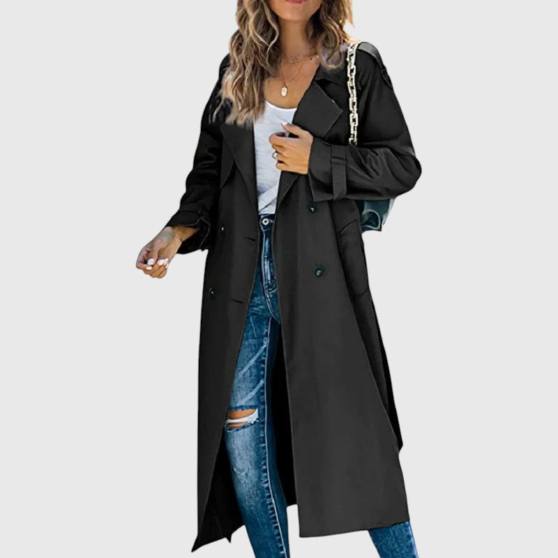 Janet - Damen Langer Trenchcoat
