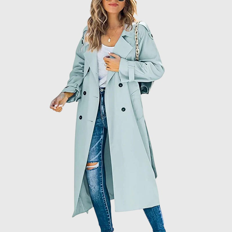 Janet - Damen Langer Trenchcoat