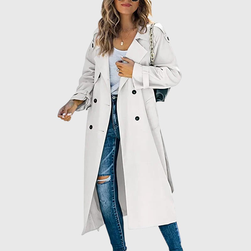 Janet - Damen Langer Trenchcoat