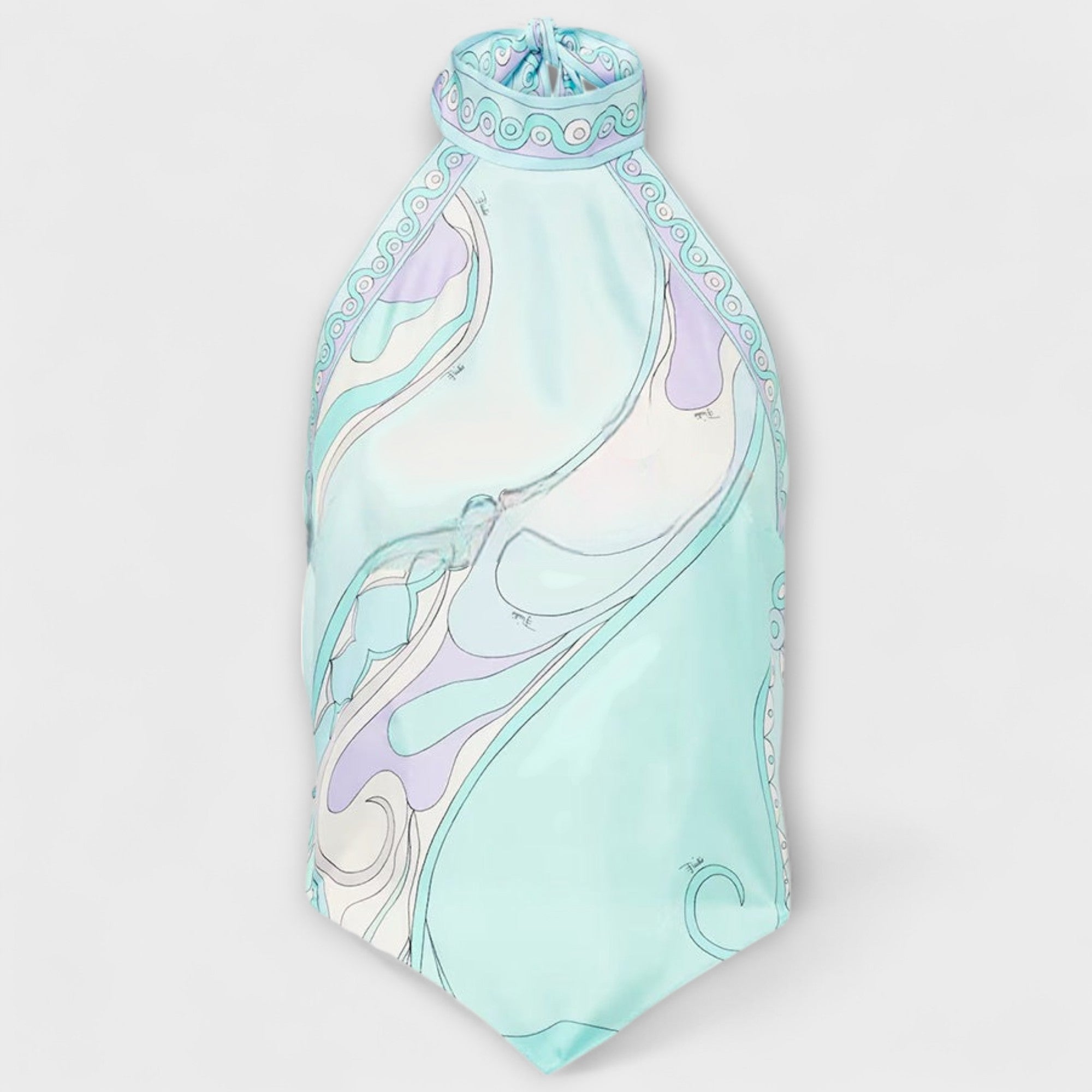 Everly – Satynowy Zestaw z Topem Wiązanym na Szyi i Asymetryczną Spódnicą Midi