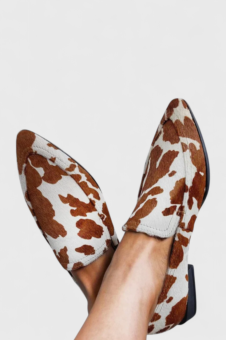 Leder Mokassins Griechenland mit Niedrigem Absatz und Spitzem Schuh