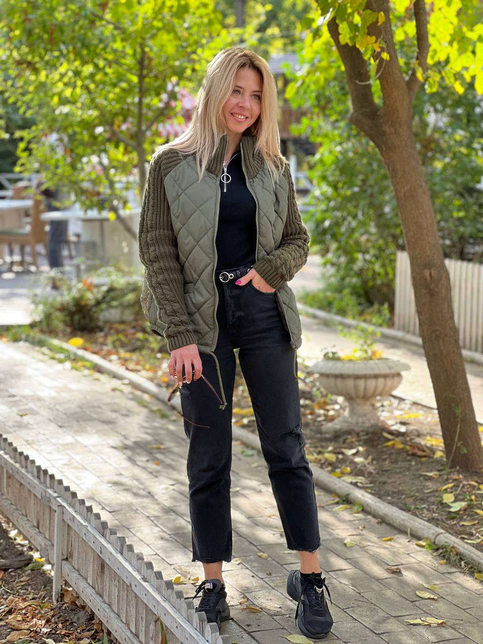 Kasia – Kurtka patchworkowa z dzianiny