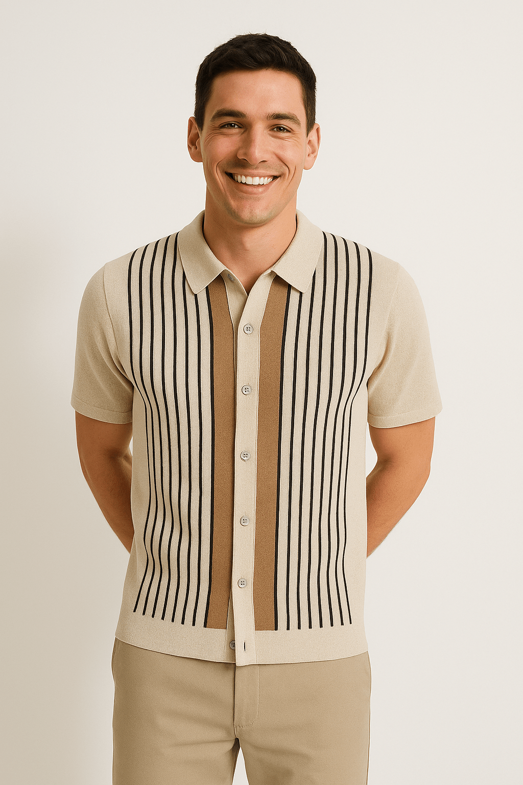 Nathan Strickpoloshirt Kurzarm mit Streifen