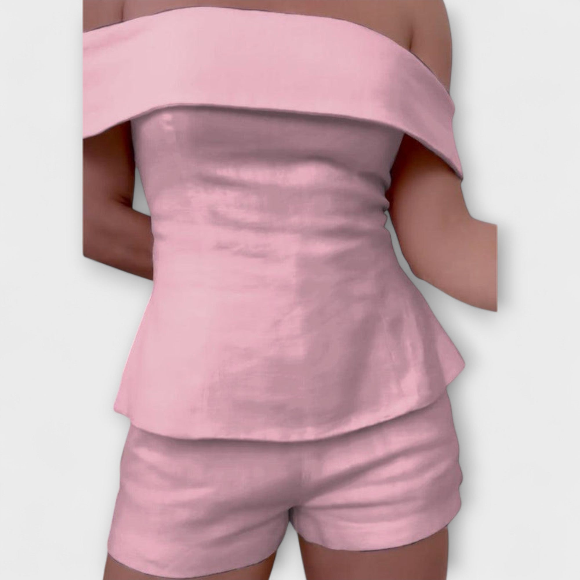 Olivia – Stylowy Biały Zestaw Dwuczęściowy z Bawełny i Lnu