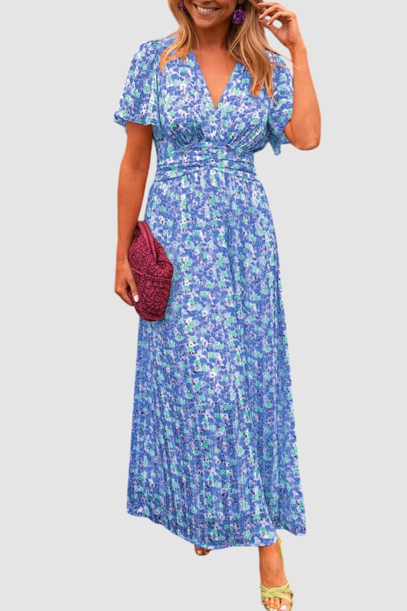 Essenz Sandra Elegant V-Neck Maxi Dress