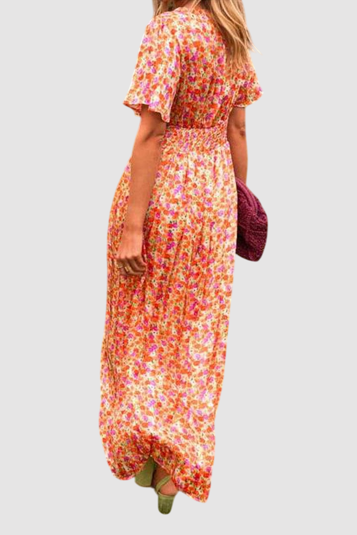 Essenz Sandra Elegant V-Neck Maxi Dress