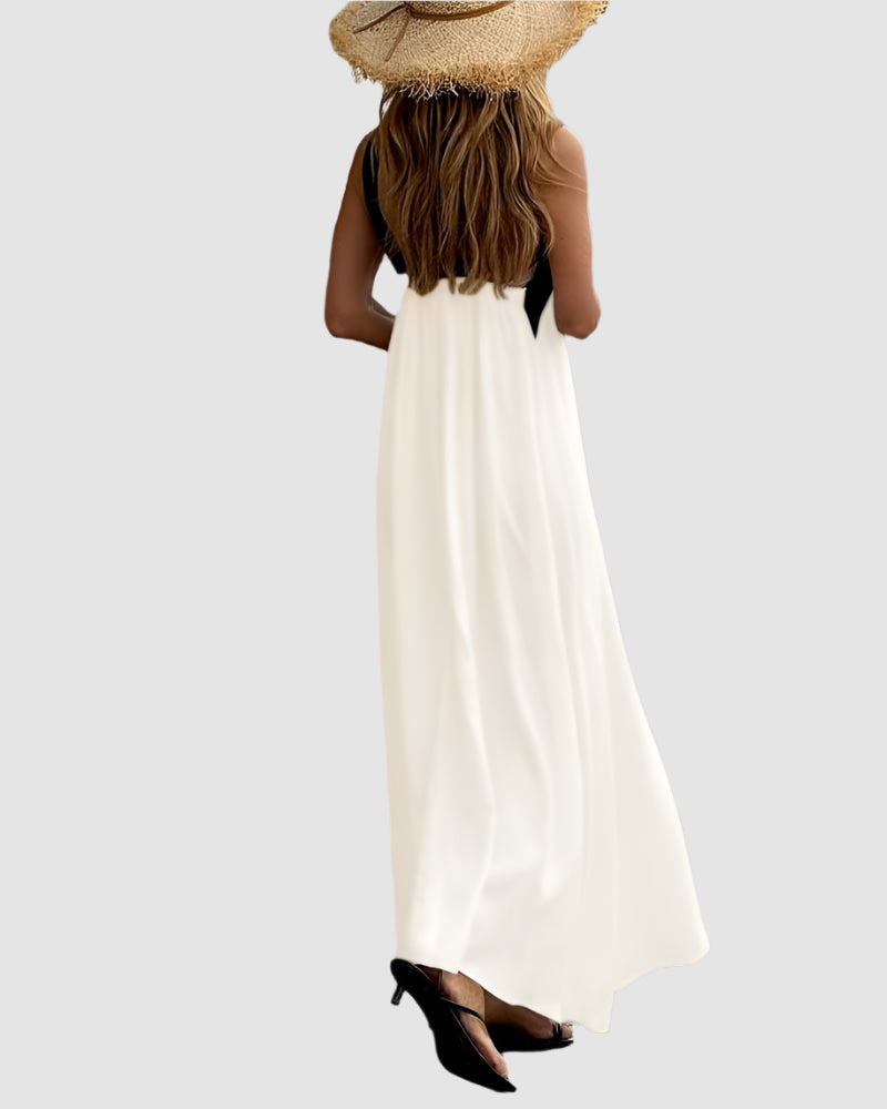 Essenz Isla Cross-Back Color Block Maxi Dress