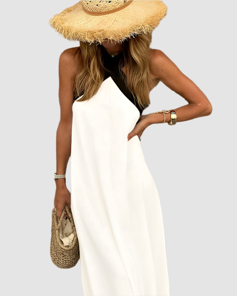 Essenz Isla Cross-Back Color Block Maxi Dress