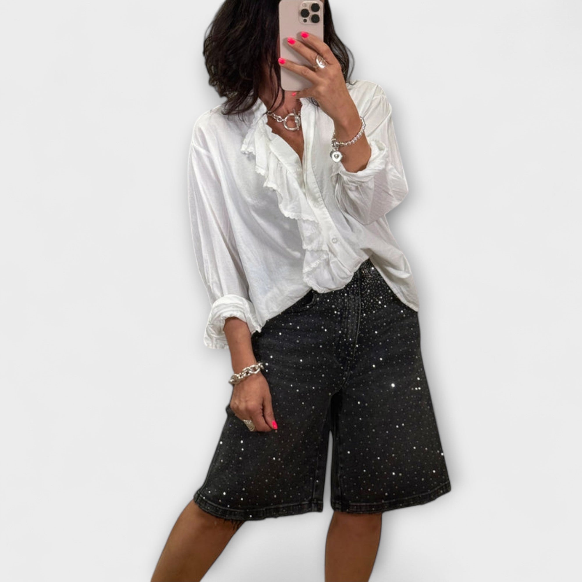 Elina – Bermudashorts Mit Glitzernden Strassdetails