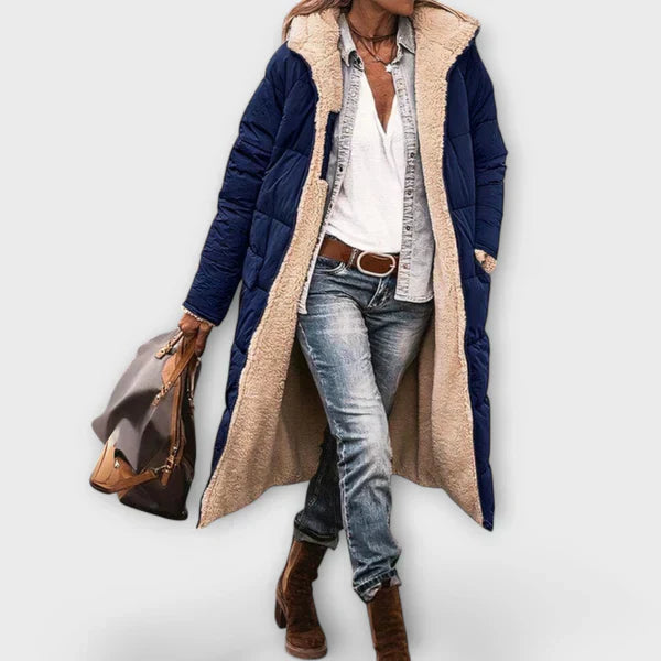 Kora – Damski płaszcz z miękką futrzaną podszewką