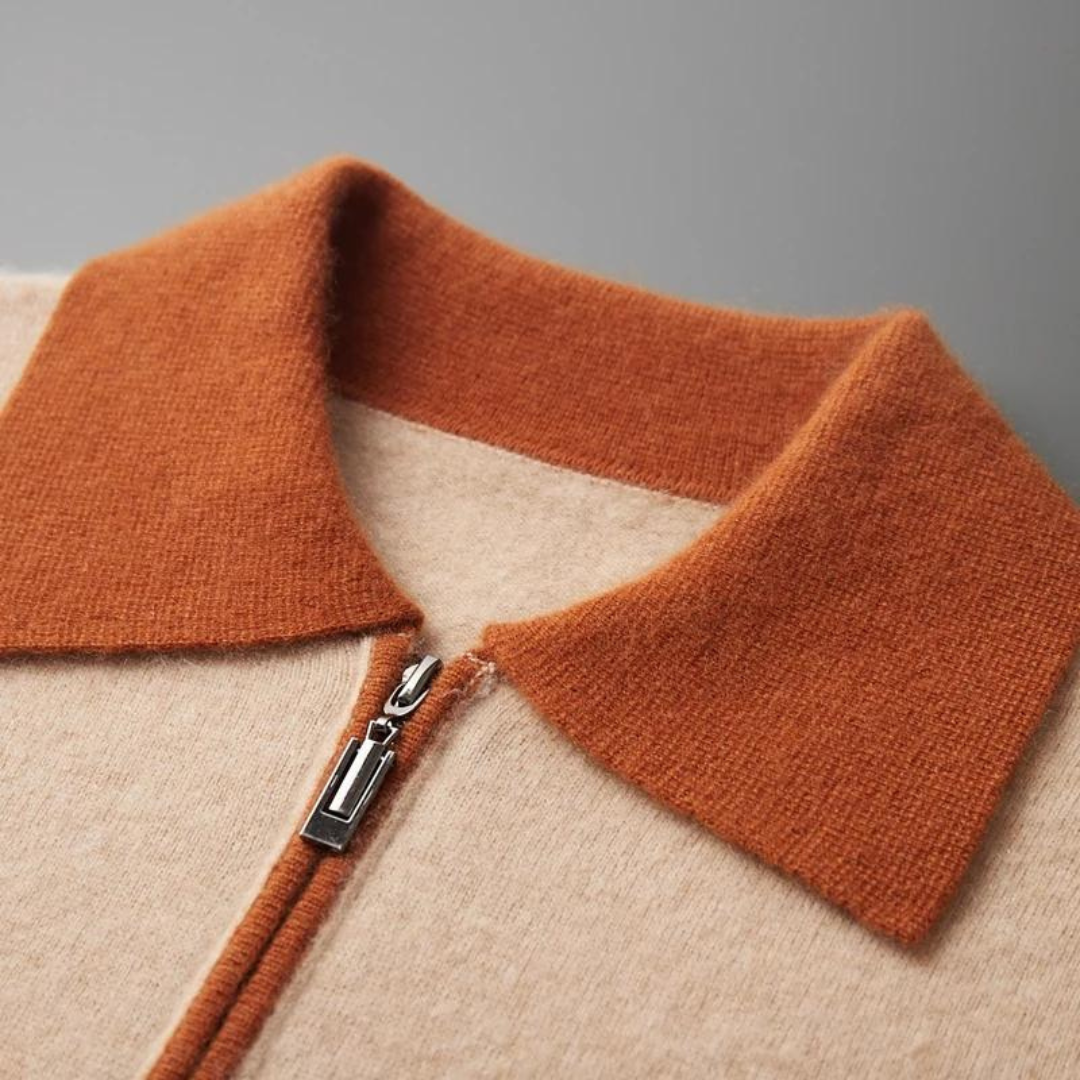 Porlezza Polo Zip – luksusowe polo z kaszmiru z półzamkiem