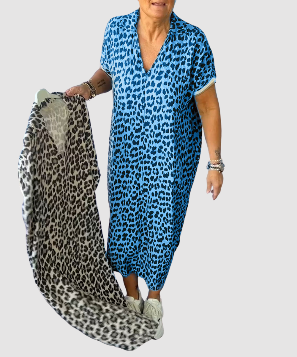 Essenz Jade Leopard Print Midi Dress