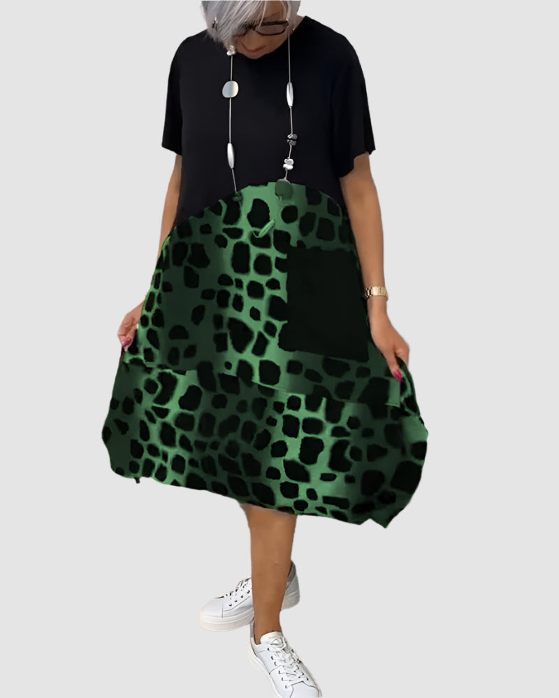 Essenz Livia Casual Printed Round Neck Dress