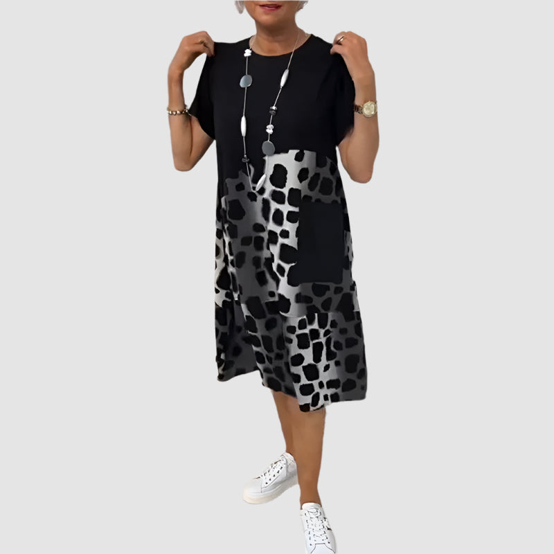 Essenz Livia Casual Printed Round Neck Dress