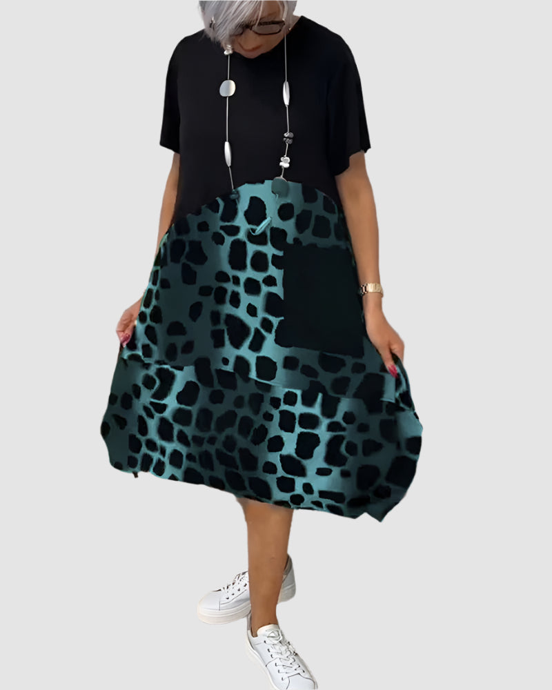 Essenz Livia Casual Printed Round Neck Dress