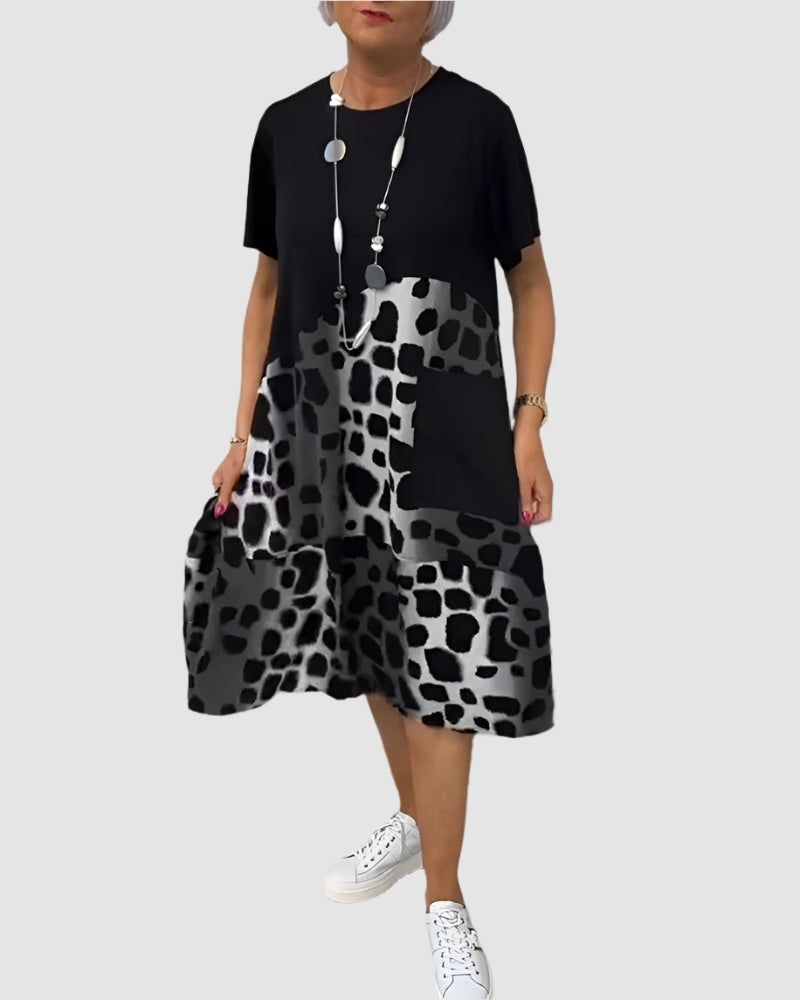 Essenz Livia Casual Printed Round Neck Dress