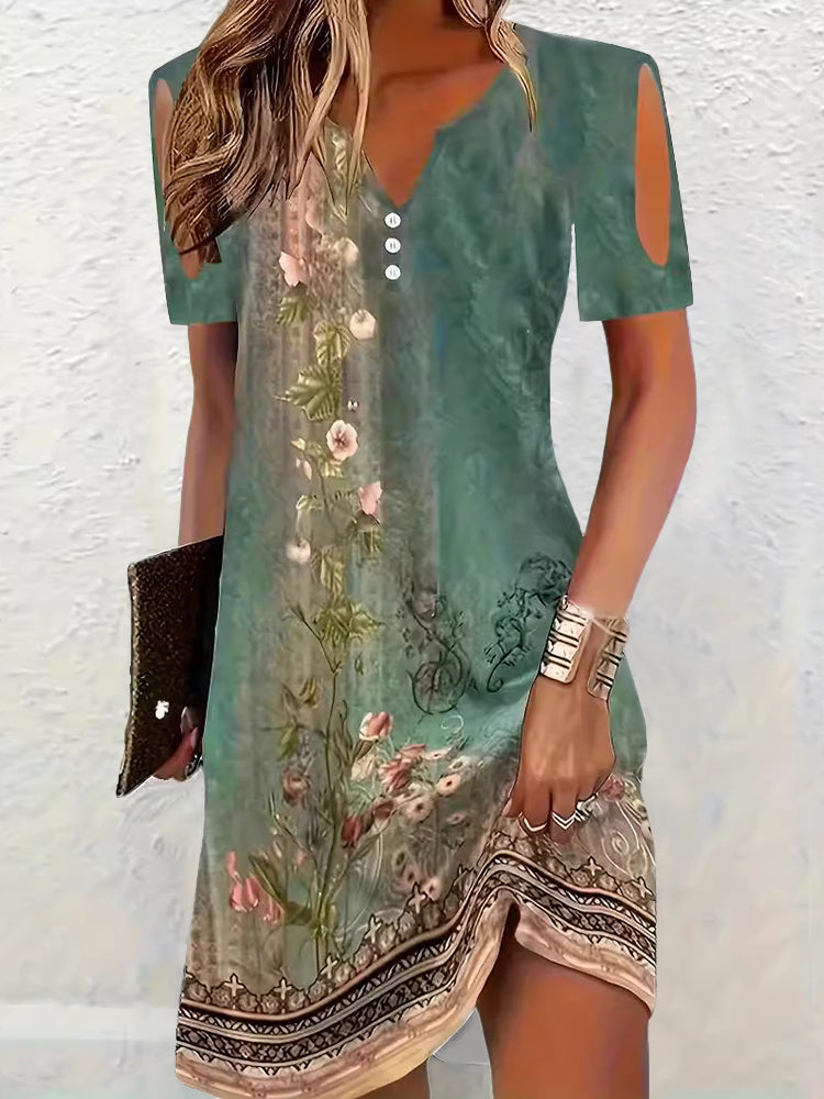 Alethea – Wzorzysta boho sukienka midi