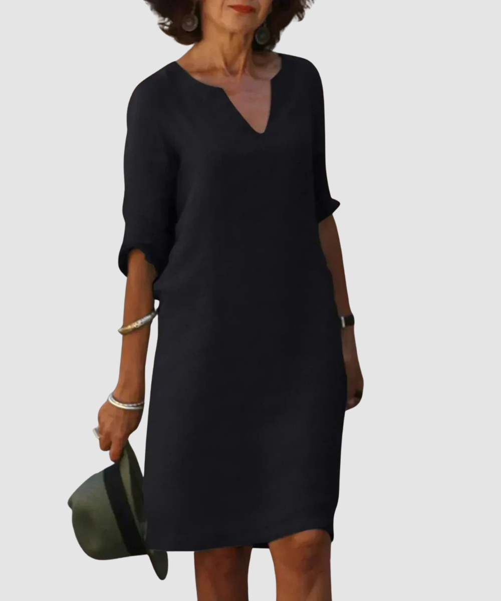 Essenz Josette Refined V-Neck Midi Dress