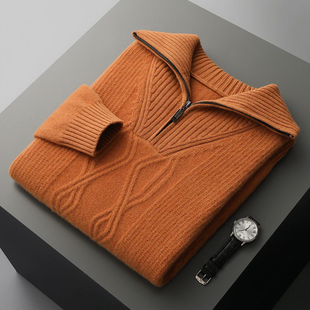 Taranto – Męski sweter z wełny merynosów z zamkiem