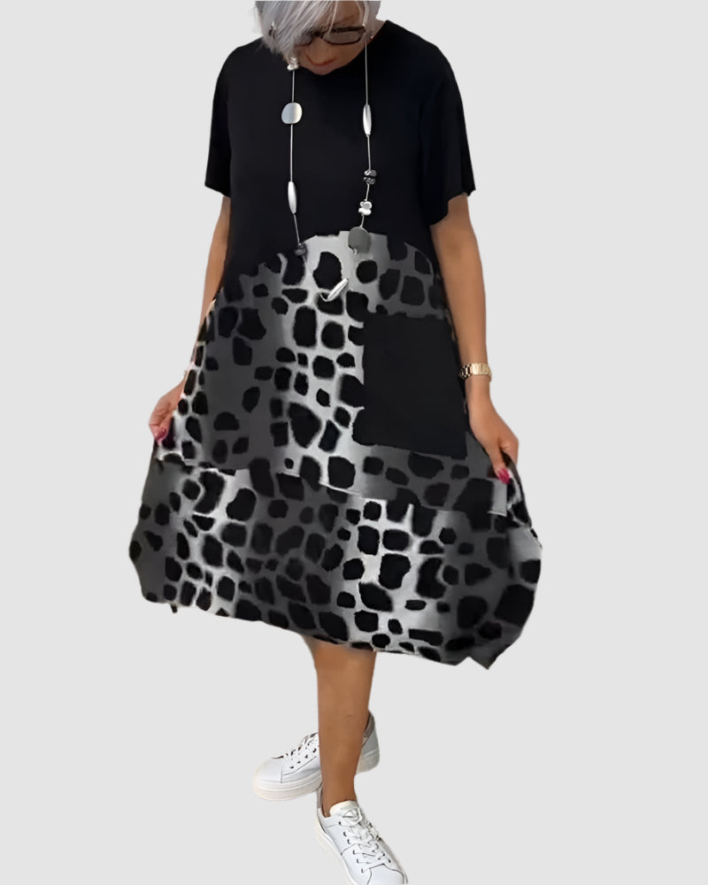 Essenz Livia Casual Printed Round Neck Dress