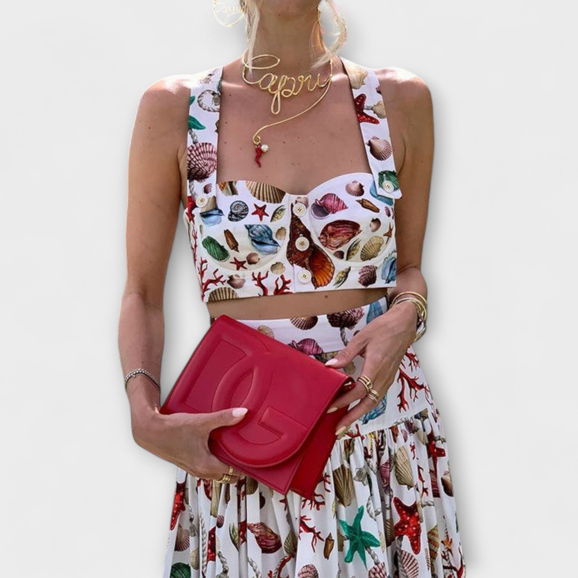 Heather – Stylowy dwuczęściowy komplet ze spódnicą