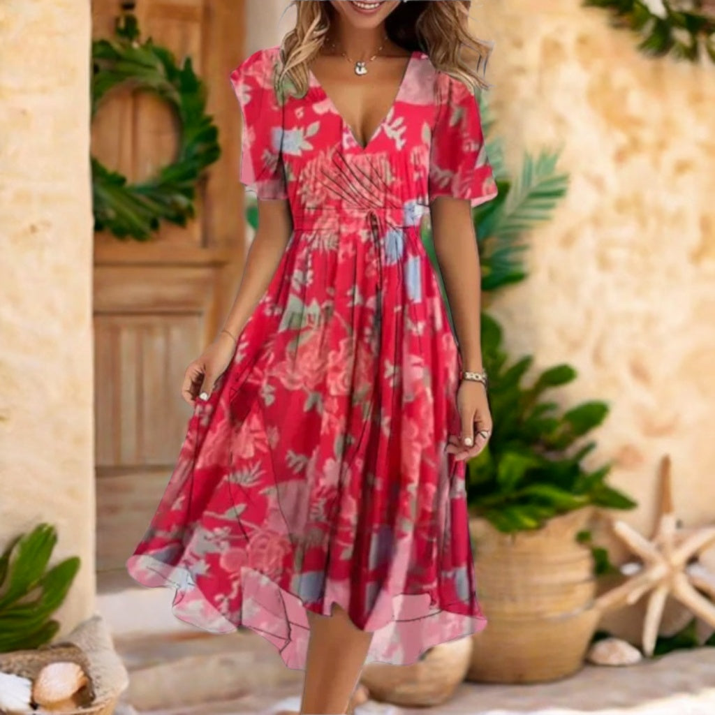 Annegret – Zwiewna sukienka z dekoltem w serek