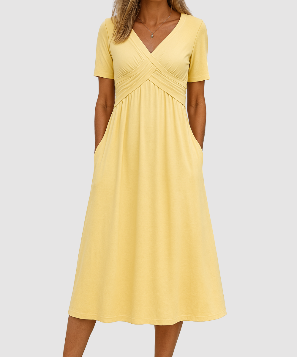 Essenz Rosella Flattering V-Neck Midi Dress
