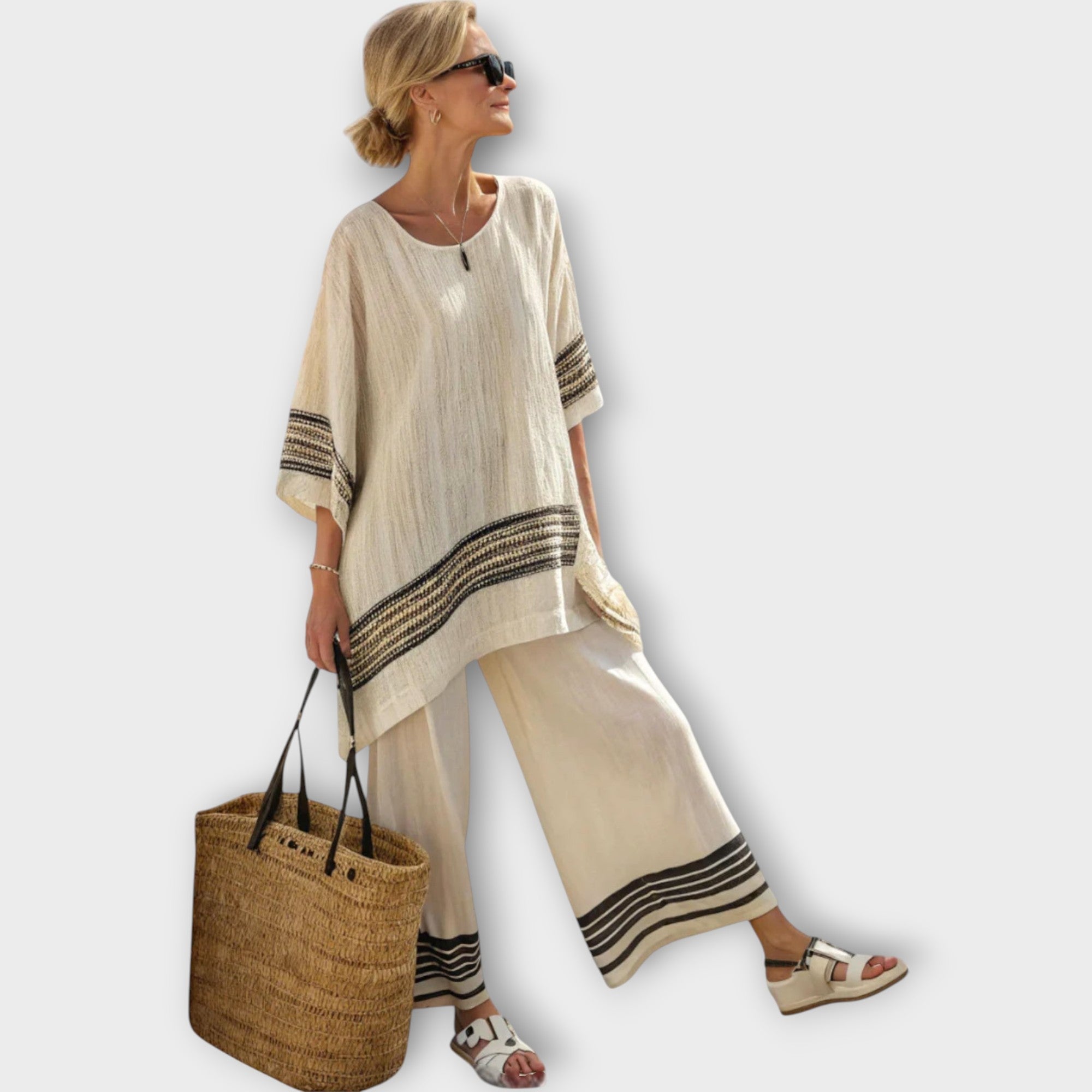 Anila – Elegancki dwuczęściowy komplet w paski