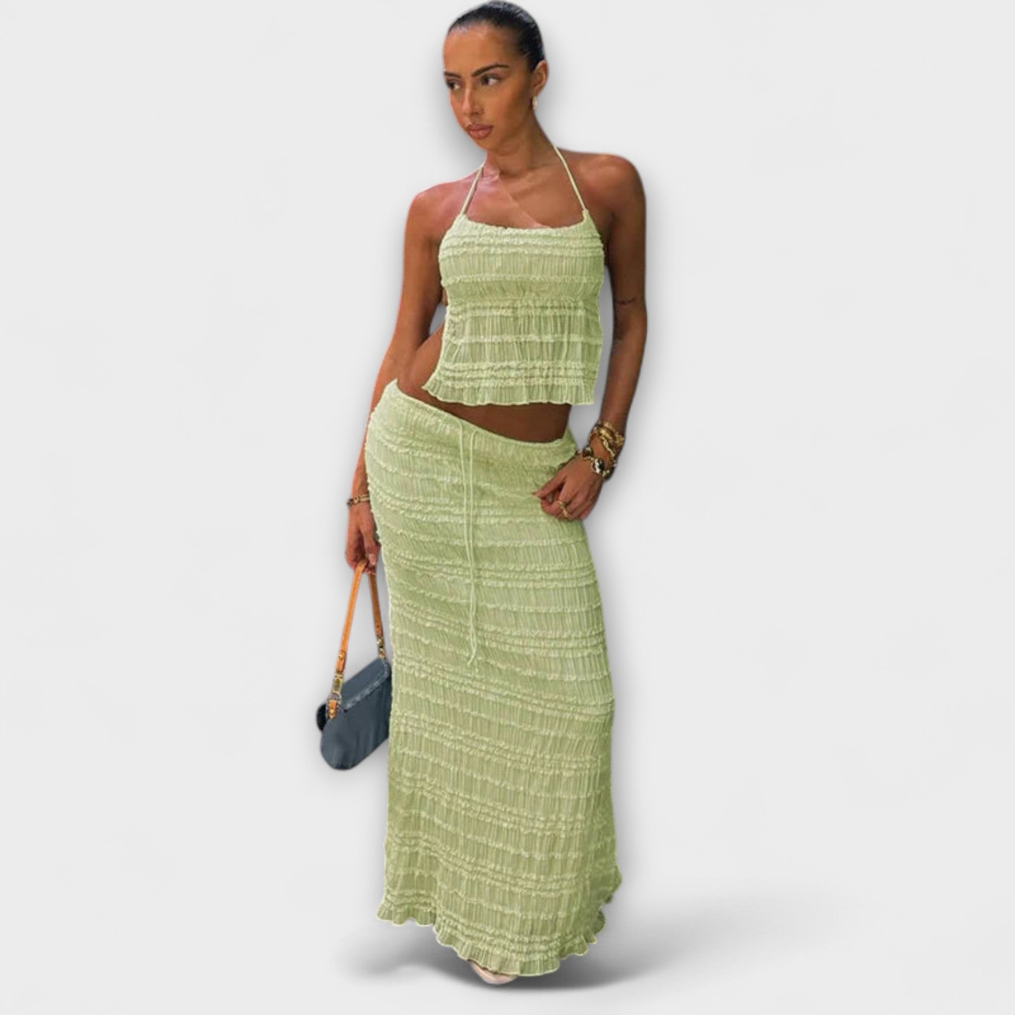 Eulalia – Letni Zestaw Boho z Kolekcji Sea & Salt: Bluzka i Spódnica Maxi