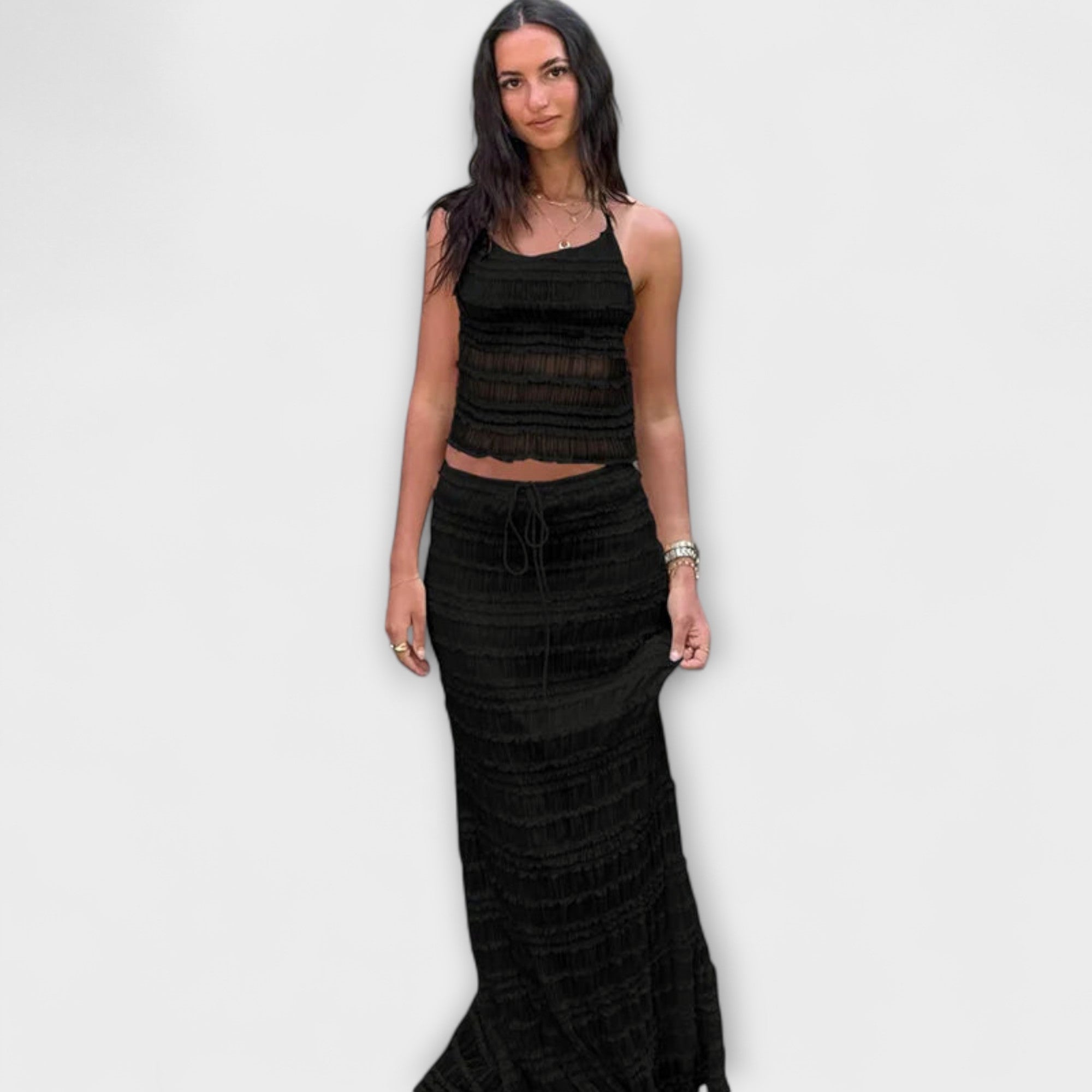 Eulalia – Letni Zestaw Boho z Kolekcji Sea & Salt: Bluzka i Spódnica Maxi