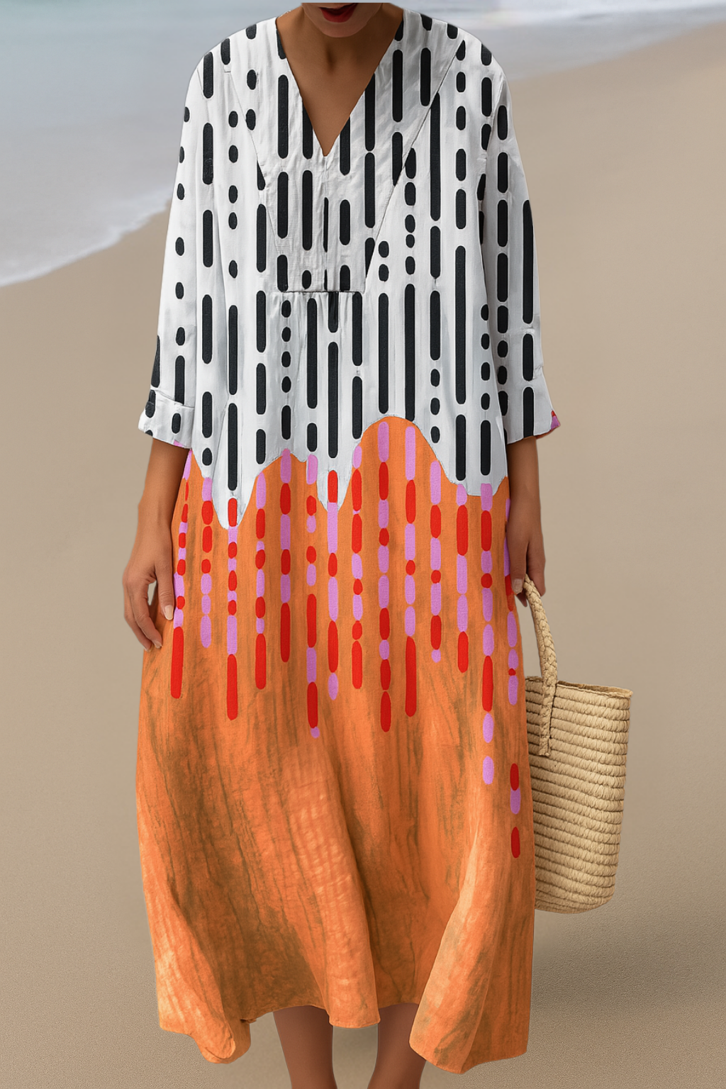 Abstraktes Maxikleid – Künstlerische Energie, Müheloser Fluss