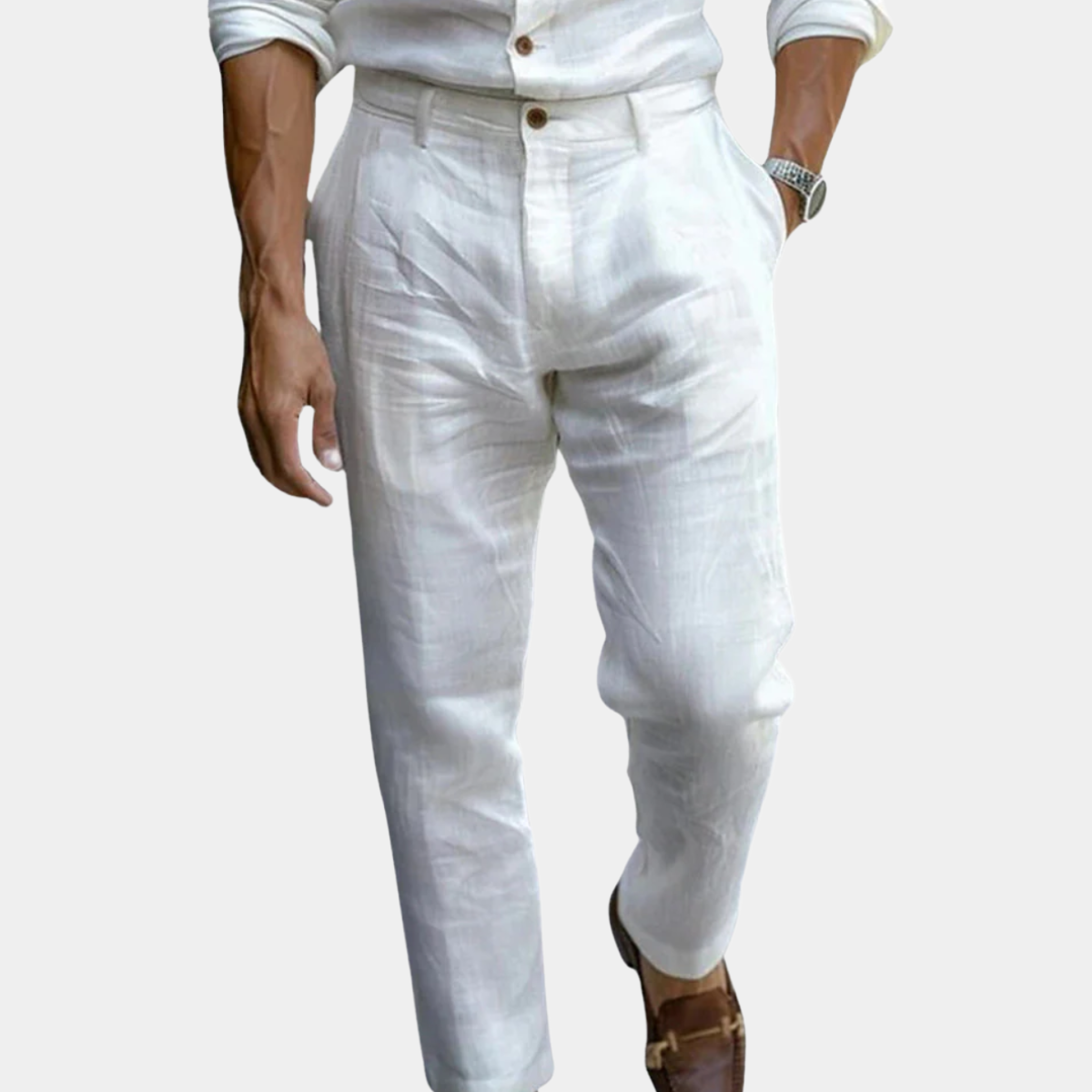 LUCA – Eleganckie Spodnie o Efekcie Lnu